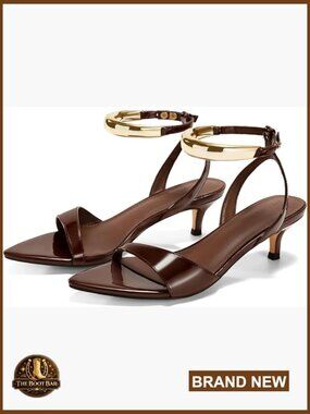 Low Kitten Heel Strappy Sandals Pointed Open Toe Summer Dress Shoes